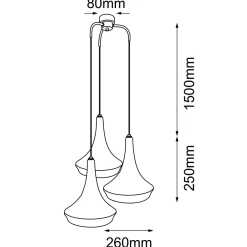 Lampa wisząca Mahaka 3 - Szara (500 mm) (5183) - Shilo