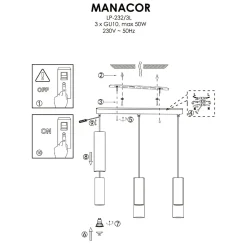 Lampa wisząca Manacor (LP-232/3L BK) - Light Prestige