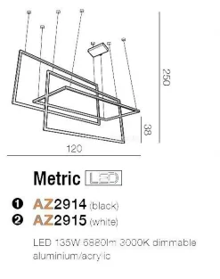 Lampa wisząca Metric czarny (AZ2914) Azzardo - żyrandol