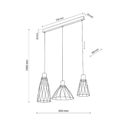 Lampa wisząca MODESTO BLACK 3 listwa (10149) - TK Lighting