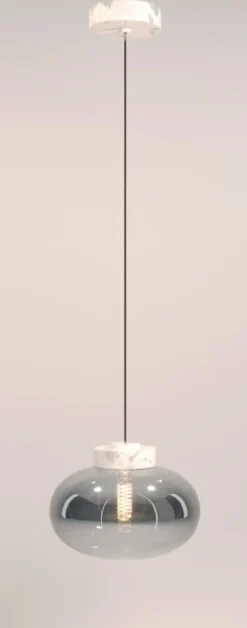 Lampa wisząca MOONSTONE biały marmur + szkło dymione (P0517) - MAXLIGHT