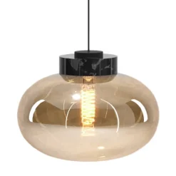 Lampa wisząca MOONSTONE czarny marmur + szkło bursztynowe (P0516) - MAXLIGHT
