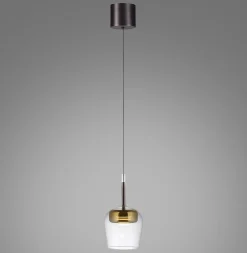 Lampa wisząca na pilota i aplikację, z płynną regulacją wysokości Q-KON ZŁOTY (2741-12) - Paul Neuhaus