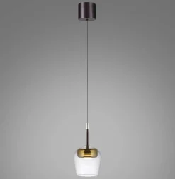 Lampa wisząca na pilota i aplikację, z płynną regulacją wysokości Q-KON ZŁOTY (2741-12) - Paul Neuhaus