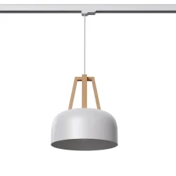Lampa wisząca na szynie CASCO biała/naturalne drewno E27 3000K 7,5W 620lm (MYL.00194) - Make Your Light