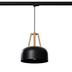 Lampa wisząca na szynie CASCO czarna/naturalne drewno E27 (MYL.00199) - Make Your Light