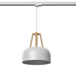 Lampa wisząca na szynie CASCO biała/naturalne drewno E27 4000K 7,5W 690lm (MYL.00195) - Make Your Light