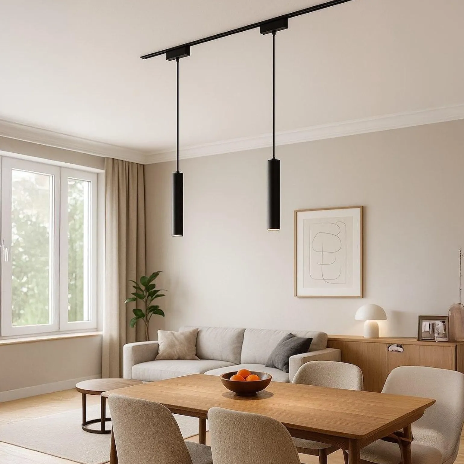 Lampa wisząca na szynie, sterowana aplikacją Slim Magnetic Track Czarny Pendant 6W LED Tuya CCT (ML2207) - Milagro