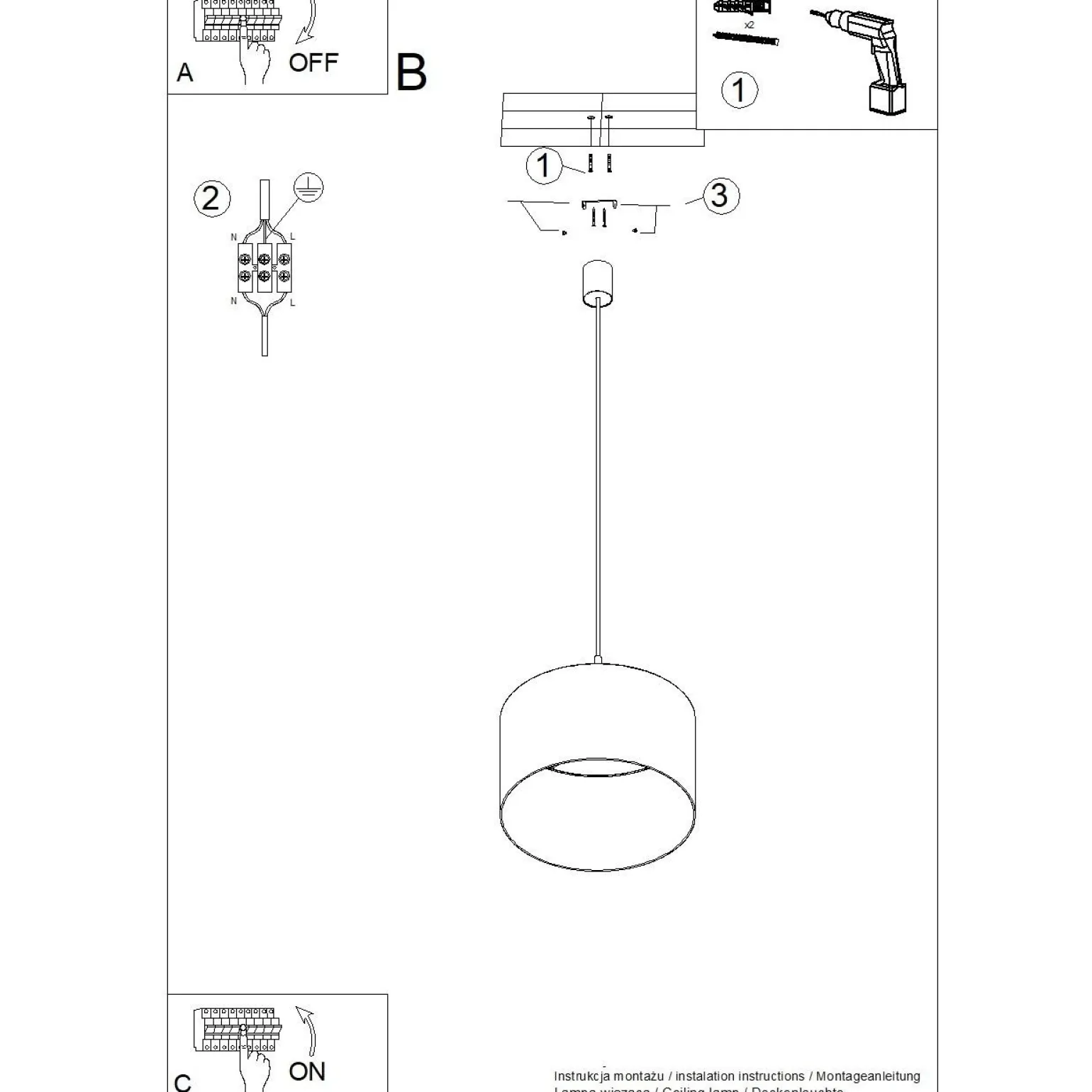 Lampa wisząca NEVIA granat (SL.1851) - Sollux Lighting
