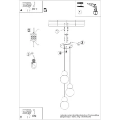 Lampa wisząca PEKKA 3P biała/naturalne drewno (SL.1391) - Sollux Lighting