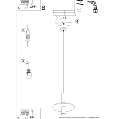 Lampa wisząca PELTA 1 czarna/beżowa (SL.1882) - Sollux Lighting
