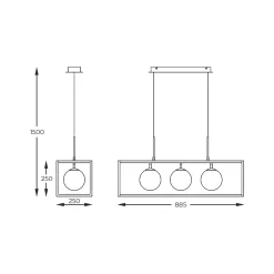 Lampa wisząca PIRO czarna (MD3115-3-3BT) - Zuma Line