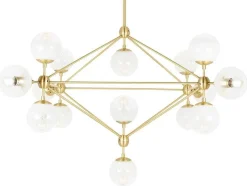 Lampa wisząca PLANETARIO 15 GOLD złota - klosze szronione (MD10230G-15.BRASS) - King Home