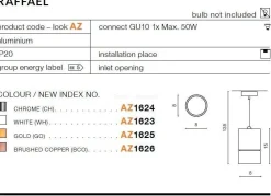 Lampa wisząca RAFFAEL gold (AZ1625 | NC2055-GO) - AZZARDO - żyrandol