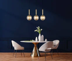 Lampa Wisząca Ravena (PND-2324-3L BRO+AMB) - Italux