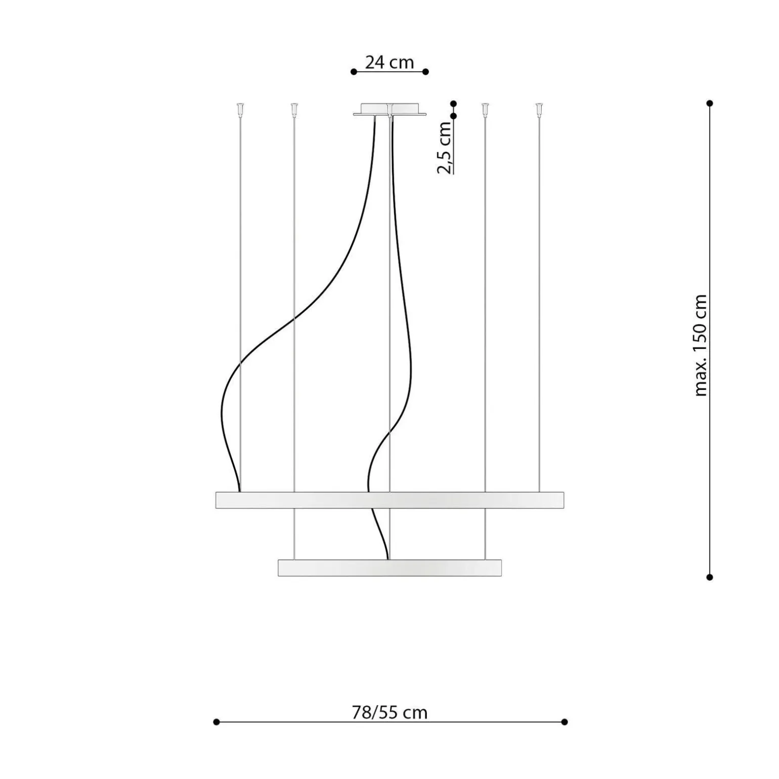 Lampa wisząca RIO 2 55/78 biała LED 4000K (TH.178) - Thoro Lighting