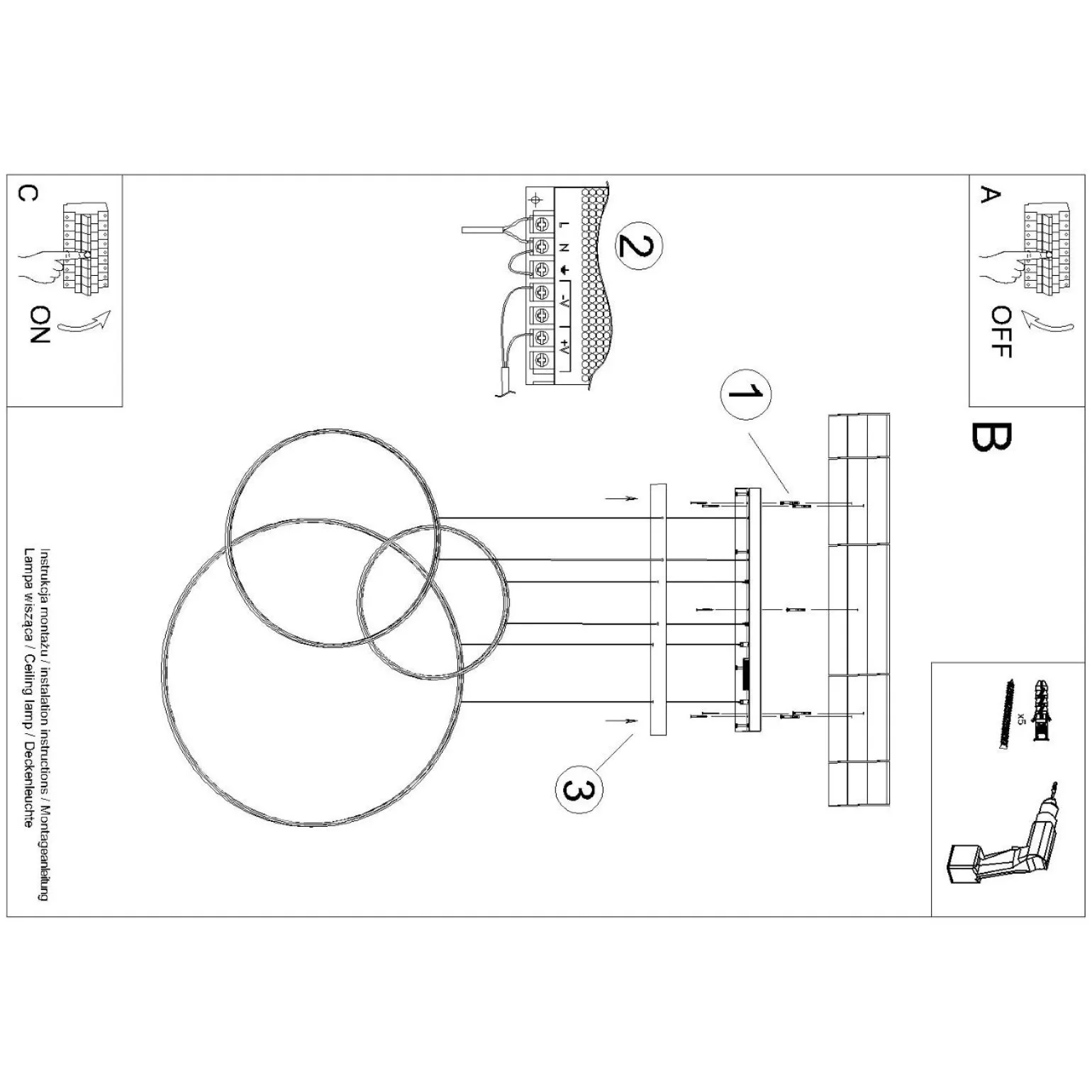 Lampa wisząca RIO 3 55/78/110 biała LED 4000K (TH.539) - Thoro Lighting