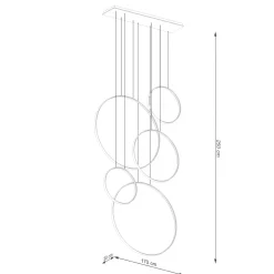 Lampa wisząca RIO 5 55/55/78/110/110 czarna LED 3000K (TH.496) - Thoro Lighting
