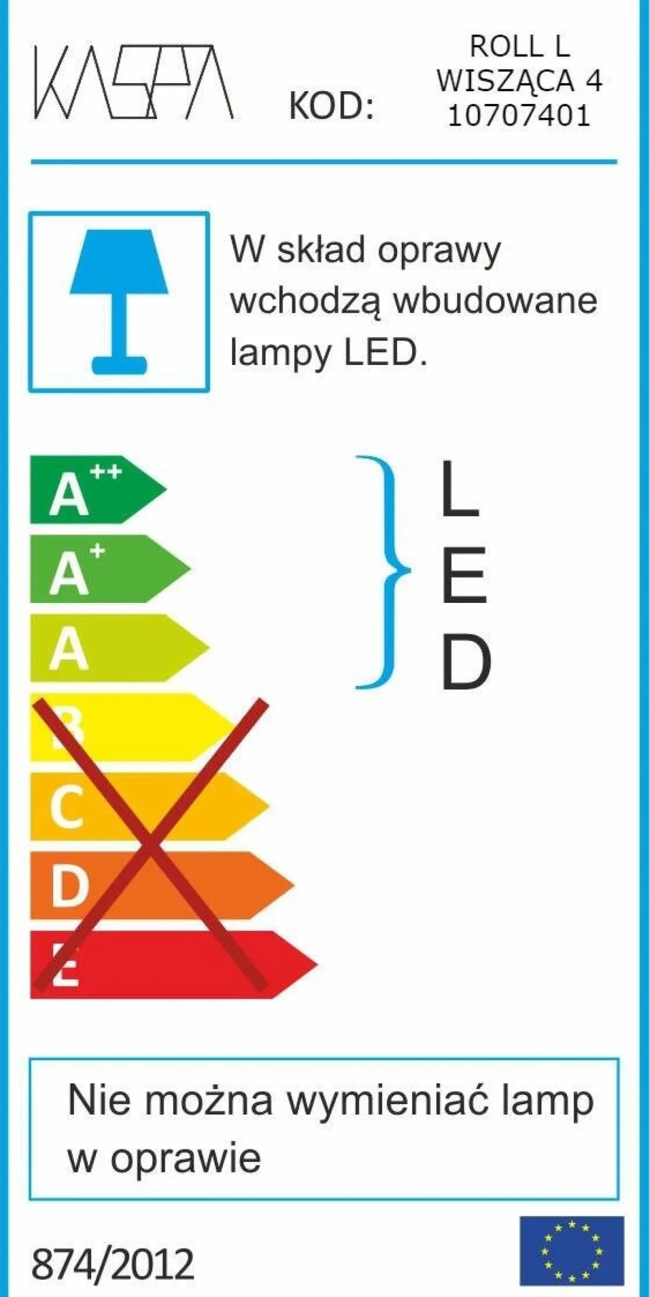 Lampa wisząca ROLL 4 (10707401) KASPA - żyrandol