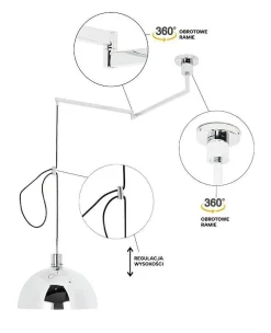 Lampa wisząca ROTA 360 srebrny chrom (JD8998) - King Home