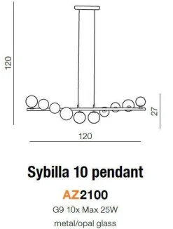 Lampa wisząca Sybilla 10 (AZ2100 - Azzardo) - żyrandol