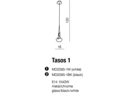 Lampa wisząca TASOS 1 - biała (MD2095-WH | AZ0260) - Azzardo - żyrandol