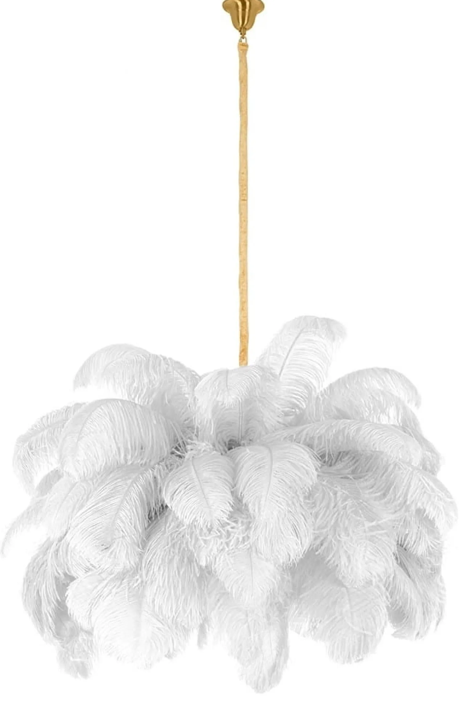 Lampa wisząca TIFFANY 135 biała mosiądz / naturalne pióra (JD0019.WHITE) - King Home