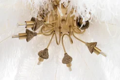 Lampa wisząca TIFFANY 135 biała mosiądz / naturalne pióra (JD0019.WHITE) - King Home