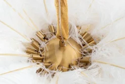 Lampa wisząca TIFFANY 135 biała mosiądz / naturalne pióra (JD0019.WHITE) - King Home