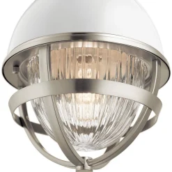 Lampa wisząca Tollis - 1 źródło światła - Białe/ Szczotkowany nikiel (QN-TOLLIS-MP-BN) - Quintiesse