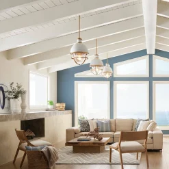 Lampa wisząca Tollis - 1 źródło światła - Białe/ Naturalny mosiądz (QN-TOLLIS-P-NBR) - Quintiesse