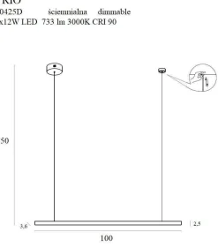 Lampa wisząca TRIO 1 ściemnialna (P0425D) - Maxlight