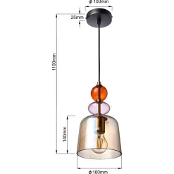 Lampa wisząca Tropea 1xE27 bursztynowa, mała (LP-2004/1P S AM) - Light Prestige