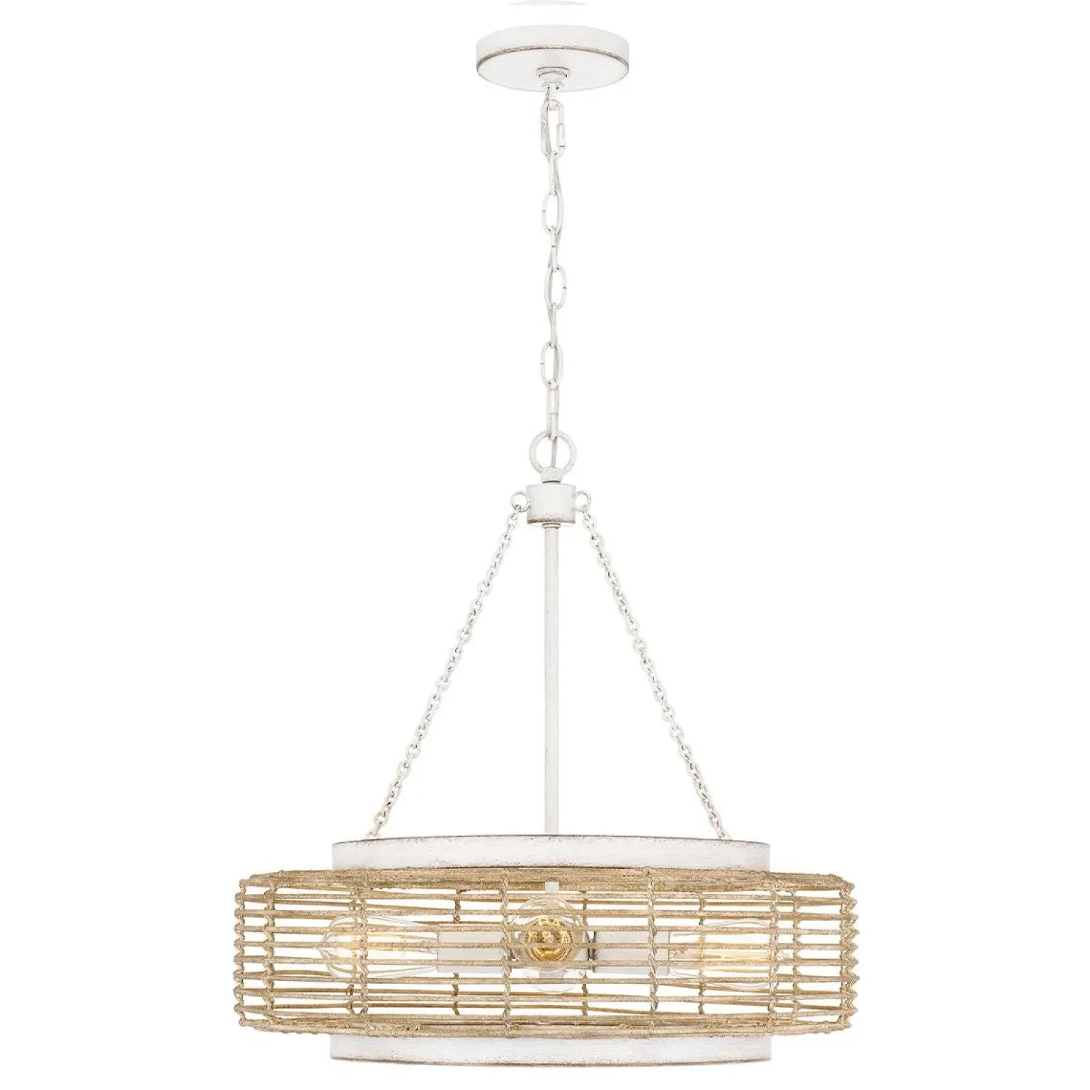 Lampa wisząca w stylu japandi Waylon Antyczna biel (QZ-WAYLON-4P-AWH) - Elstead Lighting