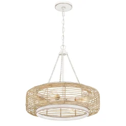 Lampa wisząca w stylu japandi Waylon Antyczna biel (QZ-WAYLON-4P-AWH) - Elstead Lighting