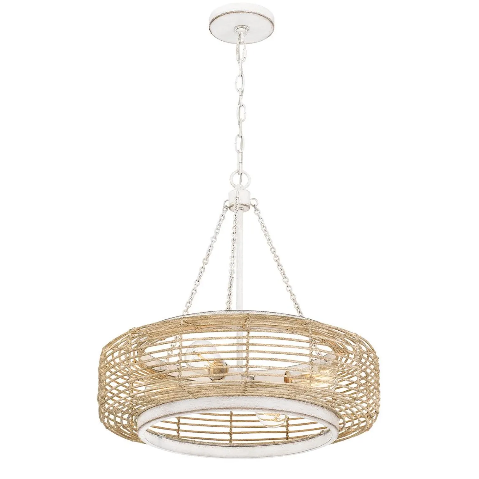 Lampa wisząca w stylu japandi Waylon Antyczna biel (QZ-WAYLON-4P-AWH) - Elstead Lighting