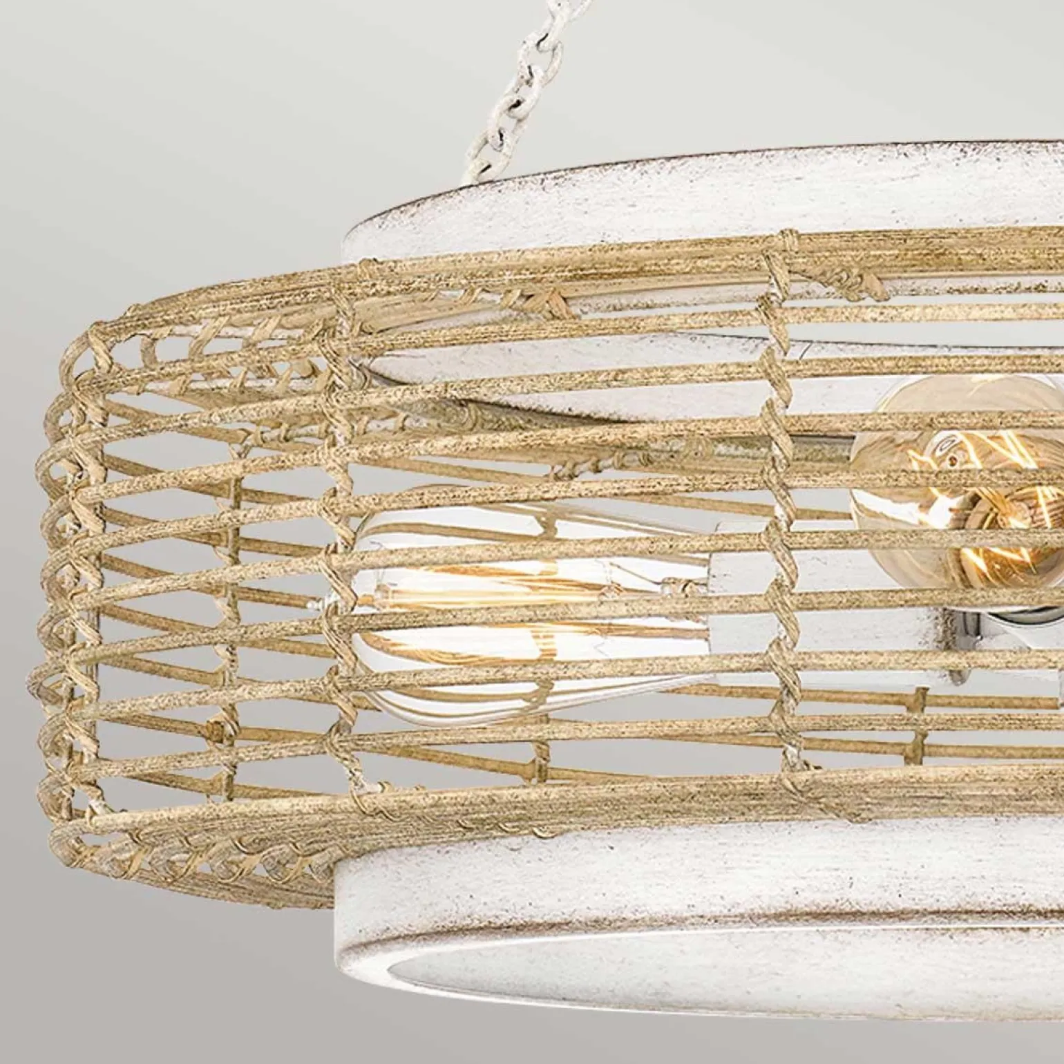 Lampa wisząca w stylu japandi Waylon Antyczna biel (QZ-WAYLON-4P-AWH) - Elstead Lighting