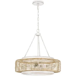 Lampa wisząca w stylu japandi Waylon Antyczna biel (QZ-WAYLON-4P-AWH) - Elstead Lighting