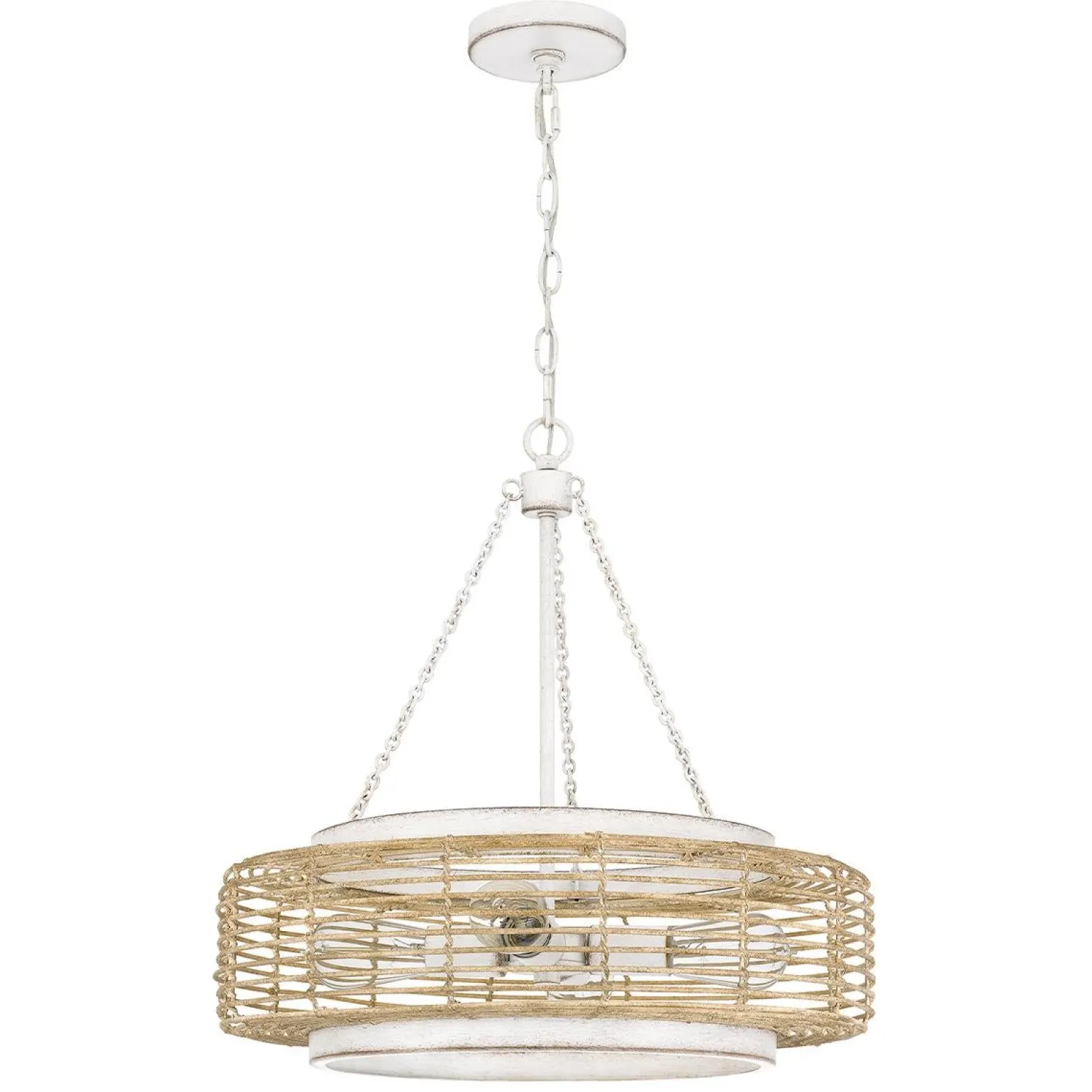 Lampa wisząca w stylu japandi Waylon Antyczna biel (QZ-WAYLON-4P-AWH) - Elstead Lighting