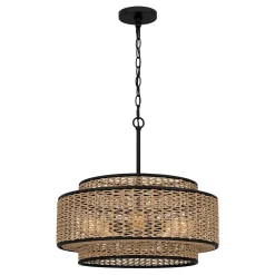 Lampa wisząca z plecionki rattanowej Teton (QZ-TETON-5P-MBK) - Elstead Lighting