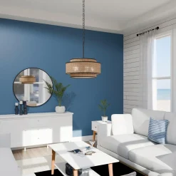 Lampa wisząca z plecionki rattanowej Teton (QZ-TETON-5P-MBK) - Elstead Lighting