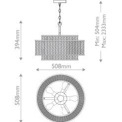 Lampa wisząca z plecionki rattanowej Teton (QZ-TETON-5P-MBK) - Elstead Lighting