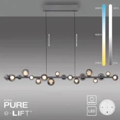 Lampa wisząca z płynną regulacją wysokości PURE E-POPUP 180cm SZARA (2558-15) - Paul Neuhaus