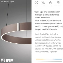 Lampa wisząca z płynną regulacją wysokości PURE E-CLIPSE METALICZNY BRĄZ (2560-34) - Paul Neuhaus
