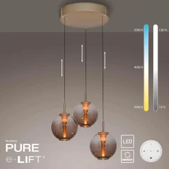 Lampa wisząca z płynną regulacją wysokości PURE E-INFINITY BRĄZOWY (2222-97) - Paul Neuhaus