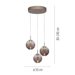 Lampa wisząca z płynną regulacją wysokości PURE E-INFINITY BRĄZOWY (2222-97) - Paul Neuhaus