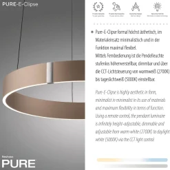 Lampa wisząca z płynną regulacją wysokości PURE E-CLIPSE BRĄZOWY (2560-97) - Paul Neuhaus