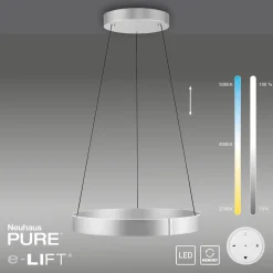 Lampa wisząca z płynną regulacją wysokości PURE E-CLIPSE ALUMINIUM (2561-95) - Paul Neuhaus