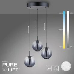 Lampa wisząca z płynną regulacją wysokości PURE E-INFINITY SZARA (2222-15) - Paul Neuhaus