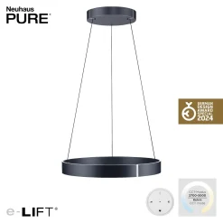 Lampa wisząca z płynną regulacją wysokości PURE E-CLIPSE SZARY (2561-15) - Paul Neuhaus